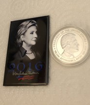 CLINTON WHITE HOUSE SILVER CHALLENGE COIN PLUS HILLARY MAGNET PHOTO DEMO... - $19.25