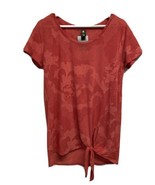 Xersion Athletic Top Loose Fit Tie Front Orange Short Sleeve NEW SM - $22.10 CAD