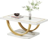 47.24 Inche White Faux Marble Veneer Coffee Table, Mid-Century Modern Re... - $292.99