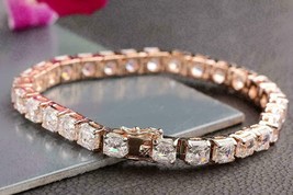 9Ct Asscher Cut Simulated Diamond Women's Tennis Bracelet 14K Rose Gold Plated - £126.28 GBP