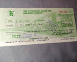 1976 The Pittsburgh &amp; Lake Erie Railroad Co Payroll Check - £11.57 GBP