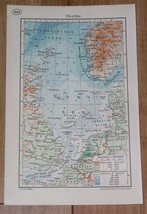 1937 Original Vintage Map Of North Sea / Great Britain Norway Iceland - £17.28 GBP