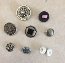 Mixed Lot 8 Vintage Art Deco Mid Century Metal Plastic Shank Buttons 1.5-2.75cm - £15.95 GBP