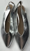 A New Day Silver Metallic Dress Shoes Strap Back Flat Sz 6 - £11.62 GBP