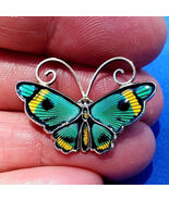 David Andersen Deco Guilloche Enamel Brooch 925 Sterling Silver Butterfl... - $380.27 CAD