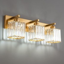 Gold Crystal Vanity Lighting Fixture 3 Light Bathroom Lighting Modern Wall Light - £57.83 GBP