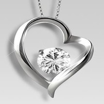 White Topaz Necklace Heart Pendant Sterling Silver NEW Boxed 18 inch - £28.31 GBP