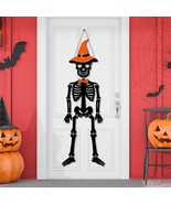 Skeleton Halloween Door Hanger Skull Wooden Sign Halloween Skeleton Deco... - £21.19 GBP