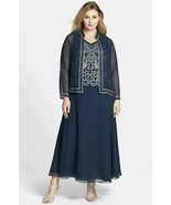 J Kara Embellished Long Dress & Jacket Petite Sz 8P Navy - $188.26 CAD J Kara Embellished Long Dress & Jacket Petite Sz 8P Navy - $188.26 CAD