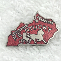 Kentucky State Shape Pin Vintage Travel Souvenir Meta Enamel horse Eques... - £7.27 GBP