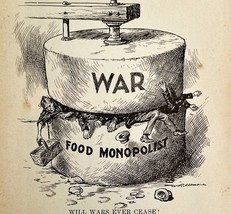 1914 WW1 Print War Food Monopoly Drawing Antique Military Period Collect... - $666.19 MXN