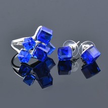 SINLEERY 2021 trend Korean cube crystal stud rings earrings for women wedding ac - £17.61 GBP