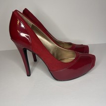 BCBGeneration Women’s Red Patent Leather Suede Heel Platform Pumps Size ... - £9.76 GBP