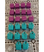 Shopkins 22 Shopping Bags 12 Purple 10 Teal Green Rubber Empty Grocery B... - $14.99