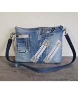Denim jeans bag medium size Laptop shoulder zippered Jeans bag - €51,71 EUR