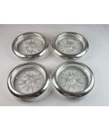 Set of Four Vintage Decorative Silver Plated Glass Coaster  E905 - $34.65