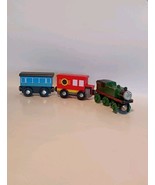 Lot of 3 Melissa and Doug Wooden Magnetic Green Train Engine, Red And Bl... - $268.20 MXN