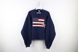 Vtg 90s Streetwear Womens Medium Faded Fourth of July Flag Crewneck Sweatshirt - £32.11 GBP