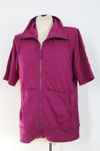 Eddie Bauer Sport L Pink Short Sleeve Full Zip Cotton Bamboo Floral Jack... - $28.49