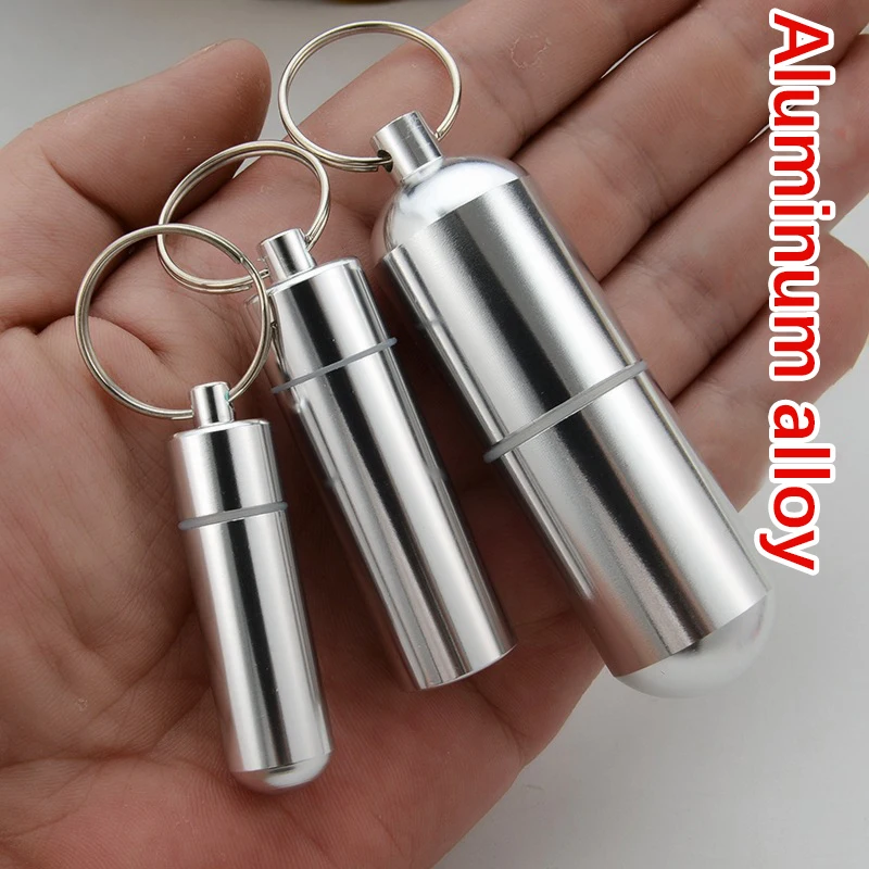 Waterproof Aluminum Toothpick Box Pill Box Travel Camping Container Keychain - £7.40 GBP+