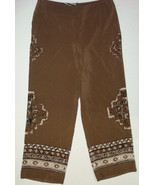 Womens Worth New York $498 4 USA Print Silk Pants Brown White Wide Ethni... - £394.09 GBP