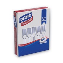 Dixie FH207 Heavyweight Plastic Cutlery Forks - White (100/Box) New - £18.08 GBP