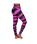 High Waisted Yoga Leggings, Purple and Black Stripes - $49.99