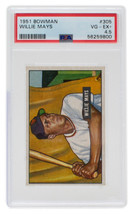 Willie Mays 1951 Bowman #305 Giants Baseball Rookie Card PSA Vg-Ex + 4.5 - £15,254.68 GBP