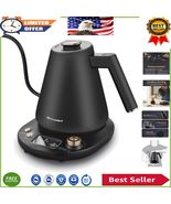 1L Digital Electric Gooseneck Kettle – Cordless, Matte Black with Copper... - $125.88 CAD