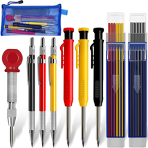 Mechanical Carpenter Pencils Set with 30 Marker RefillsDeep Hole Marker Const - £20.47 GBP