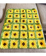 Crochet Floral Sunflower Daisy Throw Blanket Afghan Granny Square 54x62 ... - $1,279.15 MXN
