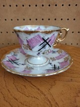 Royal Sealy China Teacup and Saucer Iridescent Luster Pink &amp; Gold Patches  - £15.23 GBP