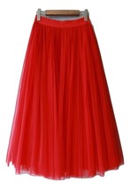 RED Long Tulle skirt Holiday Outfit Women Custom Plus Size Tulle Maxi Skirt