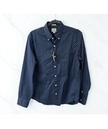 NWT J Crew Shirt Mens Size M Blue Polka Dot Slim Untucked Stretch Cotton... - $30.69