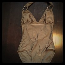 Old navy one piece halter swim suith bathing suit brown shimmer gold size XS NWT - £12.70 GBP