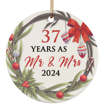 37 Years As Mr &amp; Mrs 2024 Ornament 37th Anniversary Wreath Christmas Gif... - £12.28 GBP