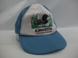 Kingston Ontario Canada Hat VTG Creased Small Vintage Blue Snapback Trucker Cap - £15.02 GBP