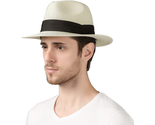 Summer Beach Sun Hat for Men Foldable Floppy Travel Packable Straw - £32.79 GBP