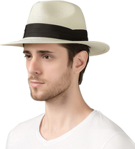 Summer Beach Sun Hat for Men Foldable Floppy Travel Packable Straw - £32.81 GBP
