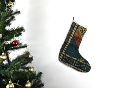 Kilim Christmas Stocking Vintage Rug Stocking Ethnic Decorative Xmas Socks S631 - $15.71