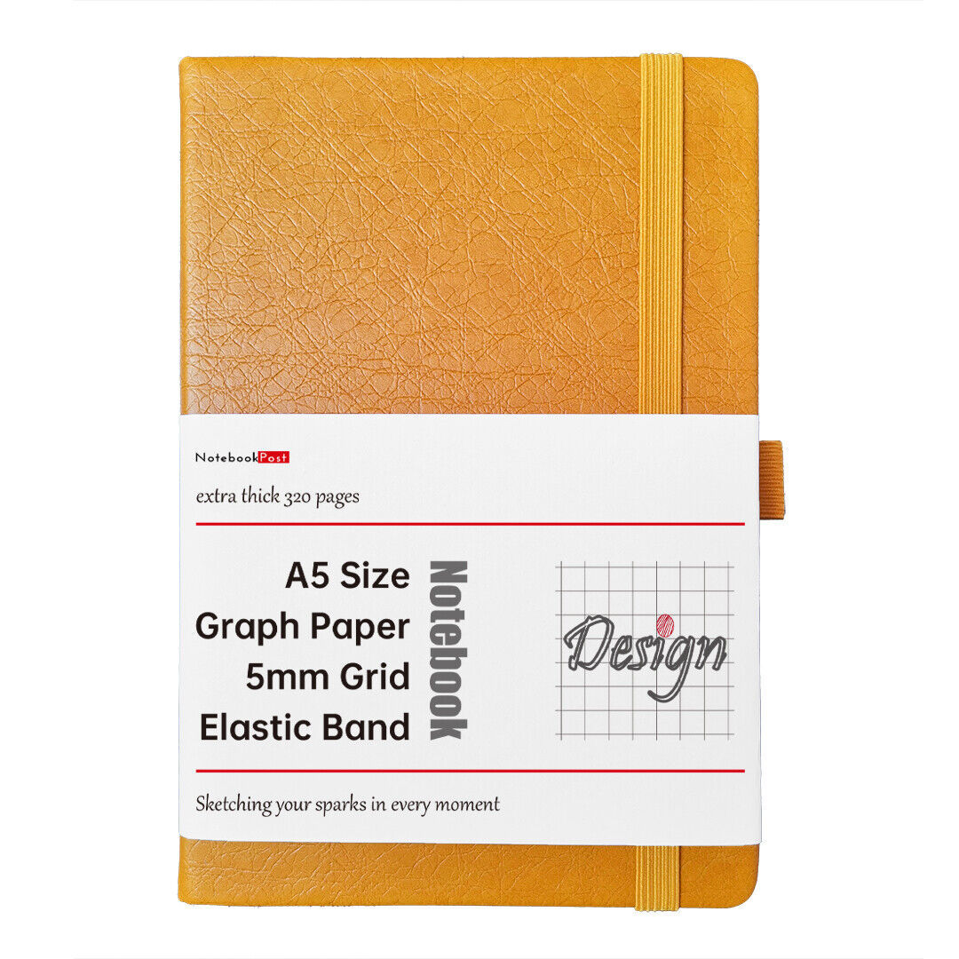 320 Pages Soft Leather Grid Paper Notebook Graph Paper Diary Notepad for... - $27.50
