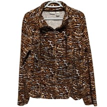 Kim Rogers Women&#39;s Brown Animal Print Zip Up Side Pocket Jacket Size L - $20.54 CAD