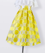 Summer A-line Blue Polka Dot Skirt Outfit Women A-line Organza Plus Size Skirts image 12