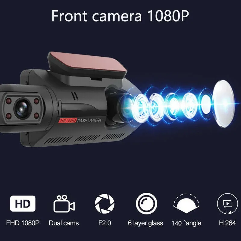 Sporting HD Car Video Recorder 2 Lens Hidden Car Driving Dash Cam 3.0inch IPS Ca - £65.37 GBP