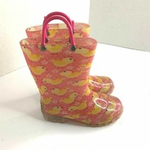 Western Chief Girls Sz  10 Duck Rain Boots Light Up Pink  - $11.88