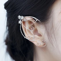 Elf Ear Cuffs Clip-on Earrings Filigree Fairy Wrap Earring Elven Cosplay Costume - £16.86 GBP