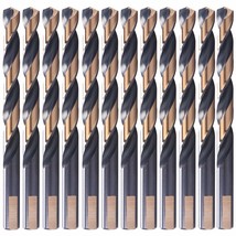 12 Pcs,1/4&quot;, Black And Gold Coated Twist Drill Bits, Pack In Plastic Bag - $37.97