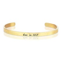 Due in July Gold Cuff Bangle Bracelet Soon To Be Mommy Occasionally Made 18K GP - £17.75 GBP