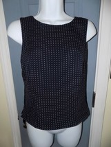 TALBOTS Navy Blue Polka-Dot Sleeveless Side Zip Lined Blouse Size 4P Women&#39;s EUC - £14.35 GBP