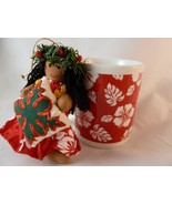 Hawaiian Hibiscus Mug Red White Maui Pacific Trader w 4.5&quot; Hawaiin Doll ... - $18.98 CAD